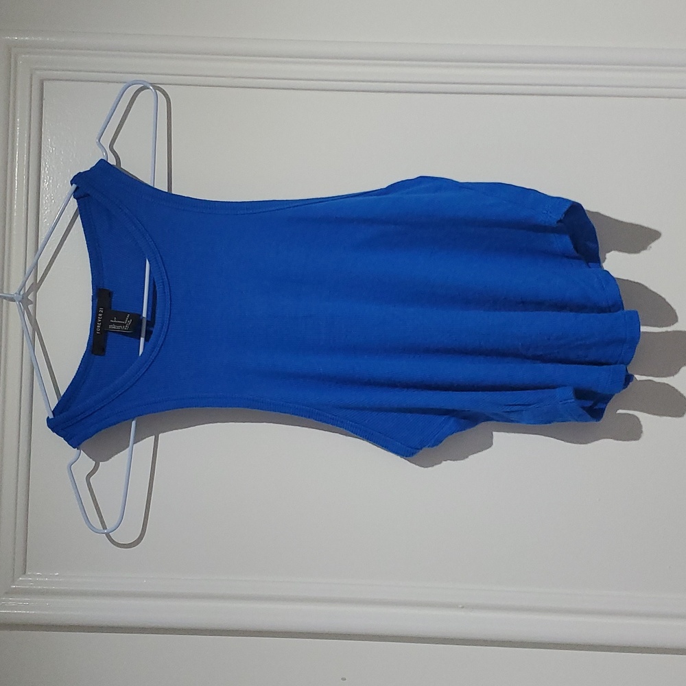 Forever 21 Cobalt Blue Razerback Narrow Collar Tank w Rounded trim- Size S